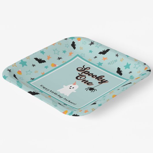 Spooky One Gender Neutral Halloween 2e verjaardag Papieren Bordje (Gebogen)