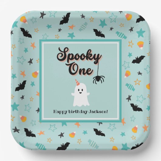 Spooky One Gender Neutral Halloween 2e verjaardag Papieren Bordje (Voorkant)