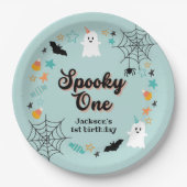 Spooky One Gender Neutral Halloween Birthday Party Papieren Bordje (Voorkant)
