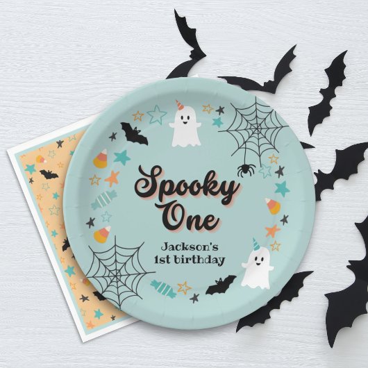 Spooky One Gender Neutral Halloween Birthday Party Papieren Bordje