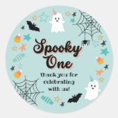 Spooky One Gender Neutral Halloween Birthday Ronde Sticker (Voorkant)