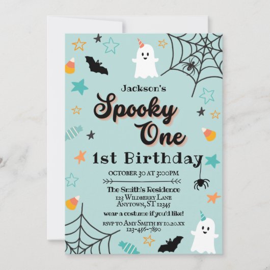 Spooky One Gender Neutral Halloween First Birthday Kaart (Voorkant)