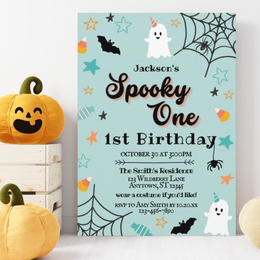 Spooky One Gender Neutral Halloween First Birthday Kaart