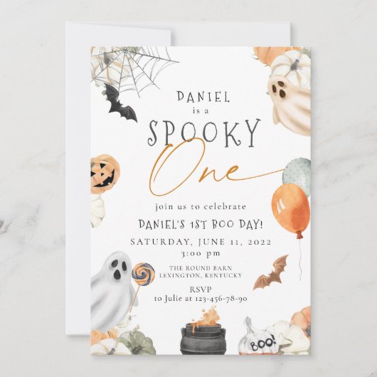 Spooky One Ghost 1e Verjaardag Halloween Kaart (Voorkant)