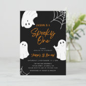 Spooky One Ghost 1st Birthday Invitation Kaart (Staand voorkant)