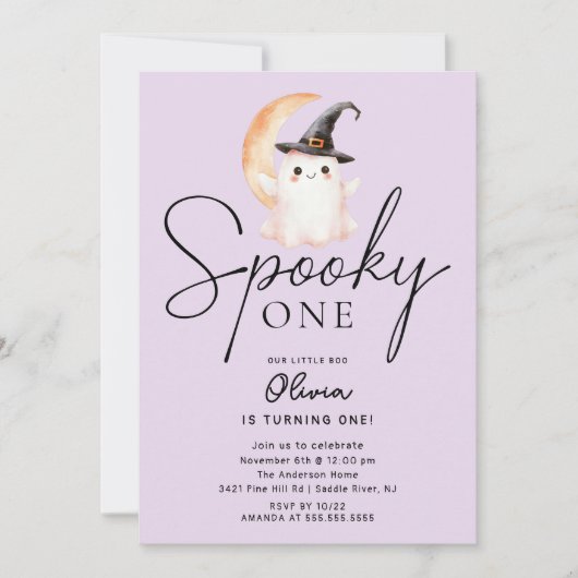 Spooky One Ghost Birthday Kaart (Voorkant)