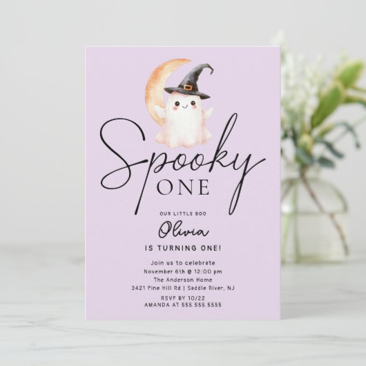 Spooky One Ghost Birthday Kaart (Staand voorkant)