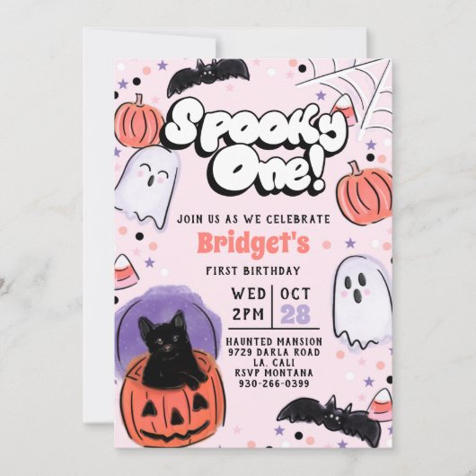 Spooky One! Ghost Birthday Uitnodiging (Voorkant)