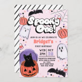 Spooky One! Ghost Birthday Uitnodiging (Voorkant / Achterkant)