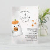 Spooky One Ghost First Birthday Party Kaart (Staand voorkant)