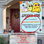Spooky one Ghost Groovy Halloween 1e verjaardag Kaart