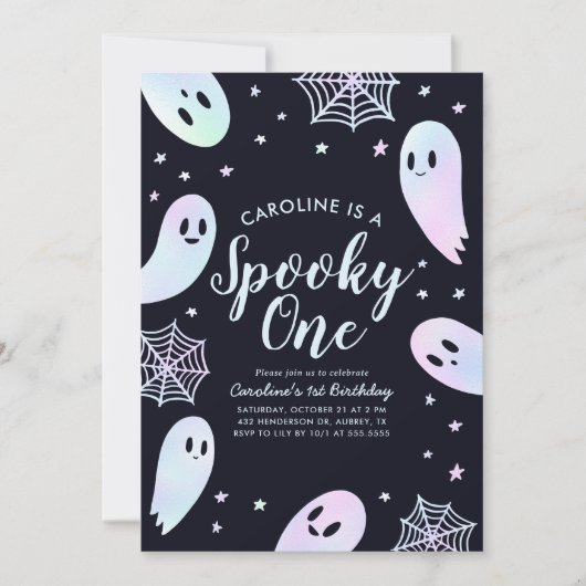 Spooky One Ghost Halloween 1e Verjaardag Kaart (Voorkant)