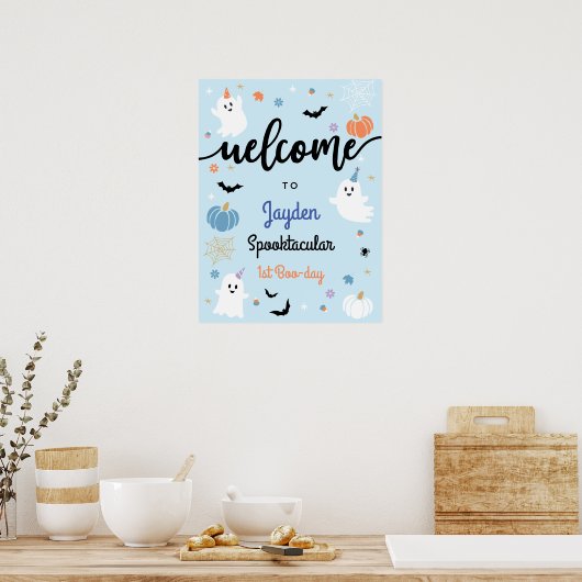 Spooky One Ghost Halloween 1e Verjaardag Welkom Poster (Keuken)