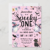 Spooky One Ghost Halloween 1st Birthday Girl Schat Kaart (Voorkant)