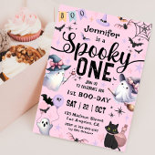 Spooky One Ghost Halloween 1st Birthday Girl Schat Kaart