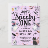 Spooky One Ghost Halloween 1st Birthday Girl Schat Kaart (Voorkant)