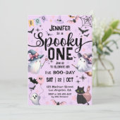 Spooky One Ghost Halloween 1st Birthday Girl Schat Kaart (Staand voorkant)