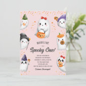 Spooky One Ghost Halloween Girl 1e verjaardagsfees Kaart (Staand voorkant)