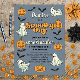 Spooky One Ghost Halloween Herfst Eerste Verjaarda Kaart