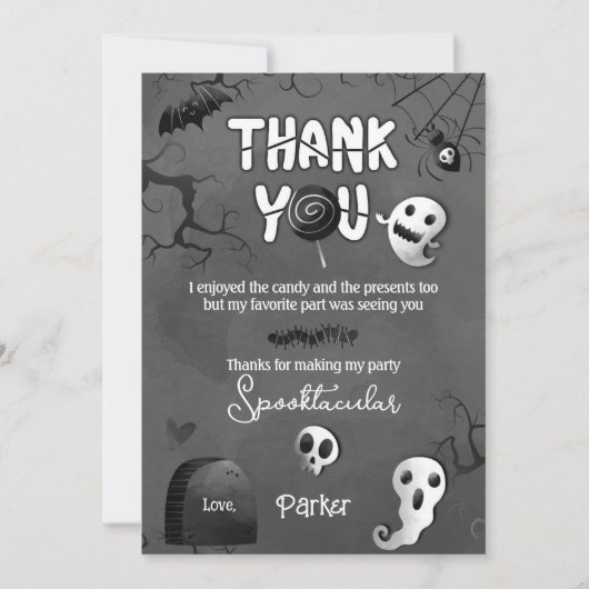 Spooky One Ghost Halloween Thank You Cards Kaart (Voorkant)