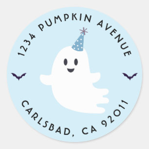 Spooky One Ghost Halloween Verjaardag Retouradres Ronde Sticker