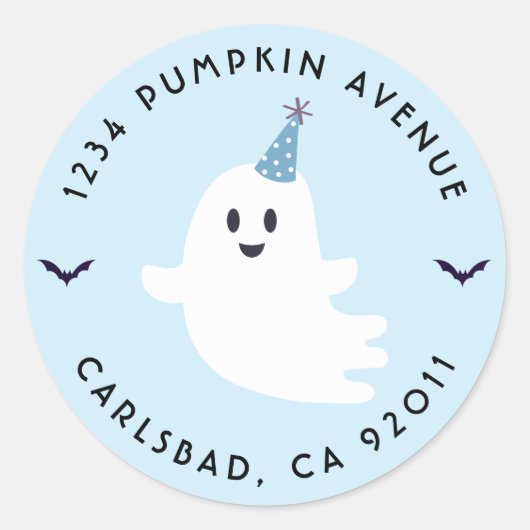 Spooky One Ghost Halloween Verjaardag Retouradres Ronde Sticker (Voorkant)