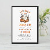 Spooky One Ghost Halloween verjaardagsfeestje Kaart (Staand voorkant)