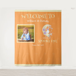 Spooky One Ghost Kinder Boy Halloween 1e Verjaarda Wandkleed