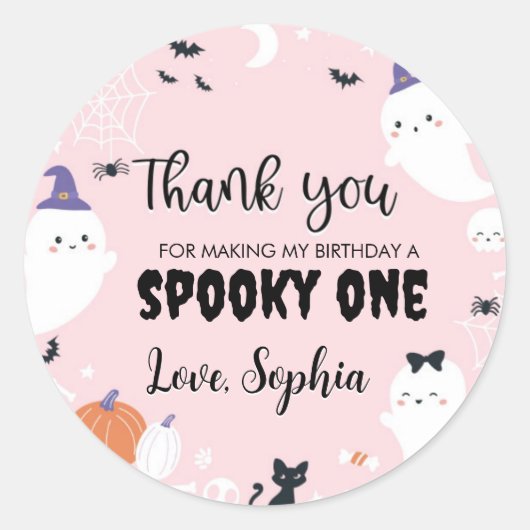 Spooky One Ghost Party Labels (Voorkant)