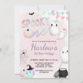 Spooky One Ghost Pastel Halloween 1e Verjaardag Kaart (Voorkant)