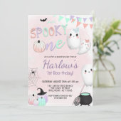 Spooky One Ghost Pastel Halloween 1e Verjaardag Kaart (Staand voorkant)