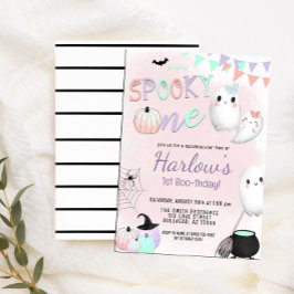 Spooky One Ghost Pastel Halloween 1e Verjaardag Kaart