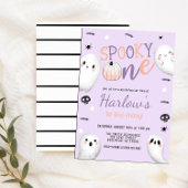 Spooky One Ghost Pastel Paarse Halloween Verjaarda Kaart