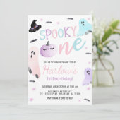Spooky One Ghost Pastel Roze Halloween Verjaardag Kaart (Staand voorkant)