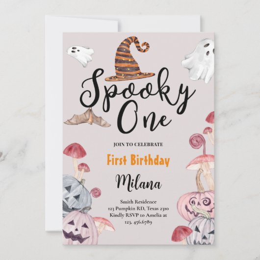 Spooky One Ghost Pumpkin Halloween Birthday Kaart (Voorkant)