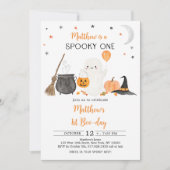 Spooky One Ghost Pumpkin Halloween First Birthday Kaart (Voorkant)