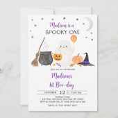 Spooky One Ghost Pumpkin Halloween First Birthday Kaart (Voorkant)