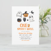 Spooky One Ghoul Halloween Eerste Verjaardag Kaart (Staand voorkant)