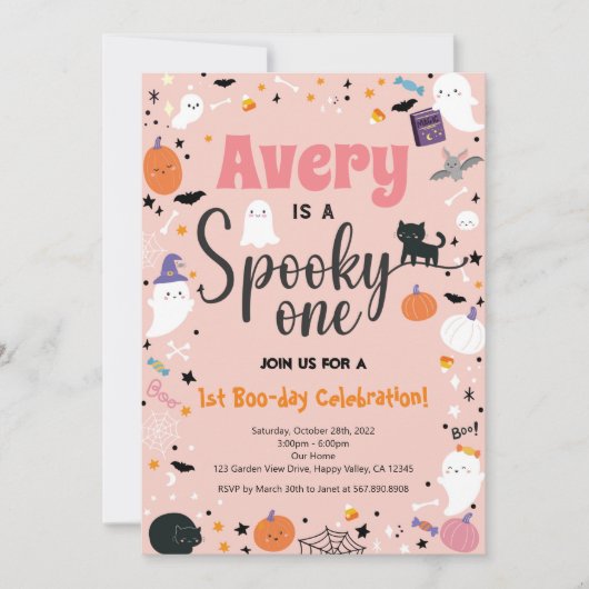 Spooky One Girl Birthday Halloween Party (Voorkant)