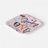 Spooky One Girl Pink Halloween 1e verjaardag Papieren Bordje (Gebogen)