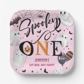 Spooky One Girl Pink Halloween 1e verjaardag Papieren Bordje (Voorkant)