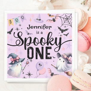 Spooky One Girl Schattige Ghost Halloween 1st Birt Servet