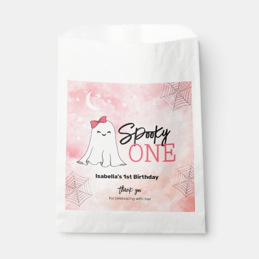 Spooky One Girly Ghost 1st Birthday Bedankzakje (Voorkant)