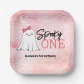 Spooky One Girly Ghost 1st Birthday Party Papieren Bordje (Voorkant)