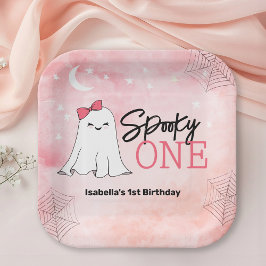 Spooky One Girly Ghost 1st Birthday Party Papieren Bordje
