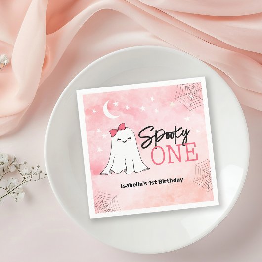 Spooky One Girly Ghost 1st Birthday Party Servet