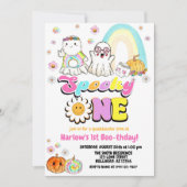 Spooky One Groovy Ghost Halloween 1e Verjaardag Kaart (Voorkant)