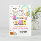 Spooky One Groovy Ghost Halloween 1e Verjaardag Kaart (Staand voorkant)