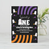 Spooky One Groovy Ghost Halloween Birthday Kaart (Staand voorkant)