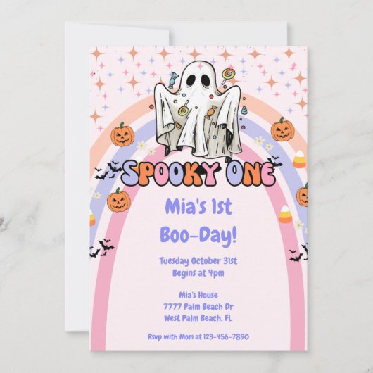 Spooky One Groovy Halloween 1e verjaardag Kaart (Voorkant)